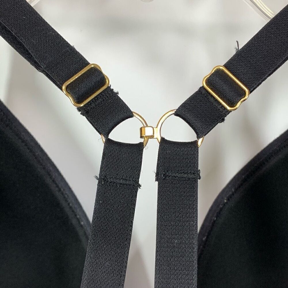 Lively Women's Wireless Padded Mesh Trim Spacer Bralette Black Size 34DD - Picture 6 of 7